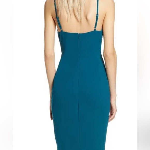 Lulus Teal Pleat Bodycon Dress XS NWT MIDI length - Picture 2 of 9